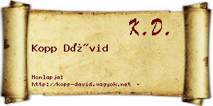 Kopp Dávid névjegykártya